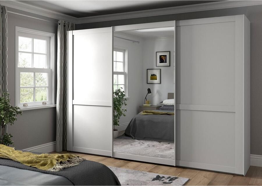 WIEMANN Zweefdeurkast Göteborg Horizontale strook en greeplijsten in rompkleurtint inclusief spiegel - Foto 5