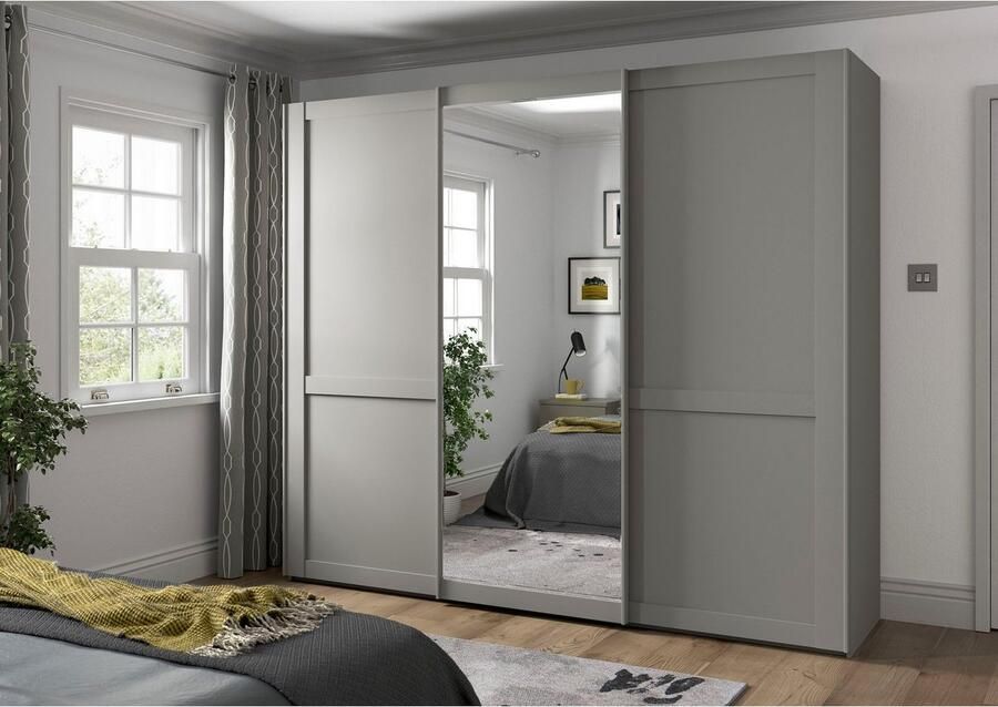 WIEMANN Zweefdeurkast Göteborg Horizontale strook en greeplijsten in rompkleurtint inclusief spiegel - Foto 5