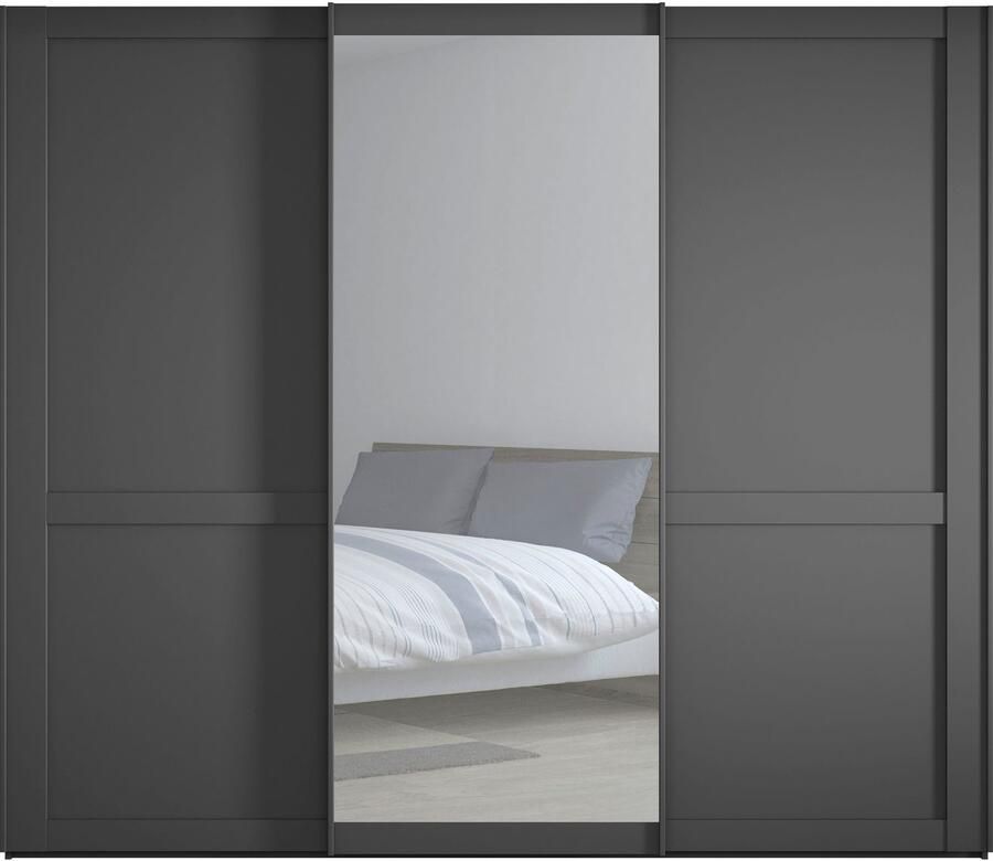 WIEMANN Zweefdeurkast Göteborg Horizontale strook en greeplijsten in rompkleurtint inclusief spiegel - Foto 3