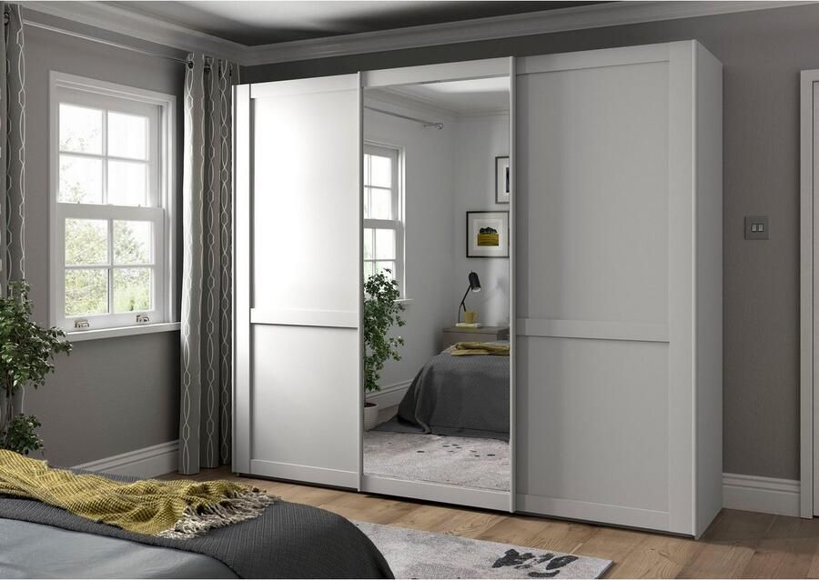 WIEMANN Zweefdeurkast Göteborg Horizontale strook en greeplijsten in rompkleurtint inclusief spiegel - Foto 5