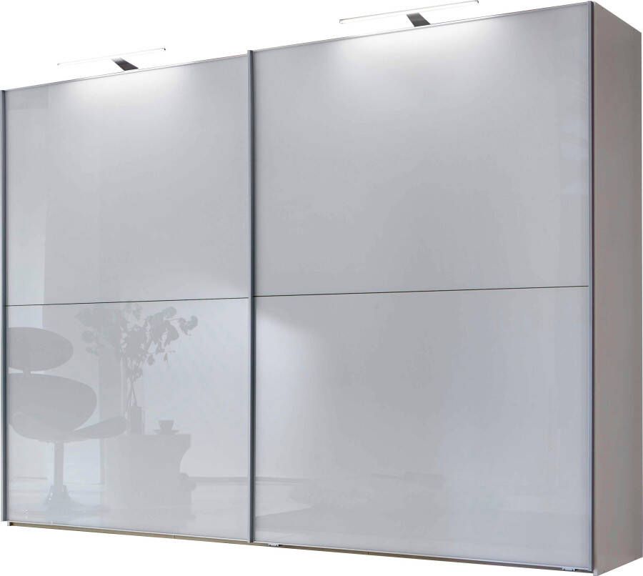 Beter Bed Select Schuifdeurkast Motion volledig met glasdeuren 250 x 217 x 67 cm wit glas wit