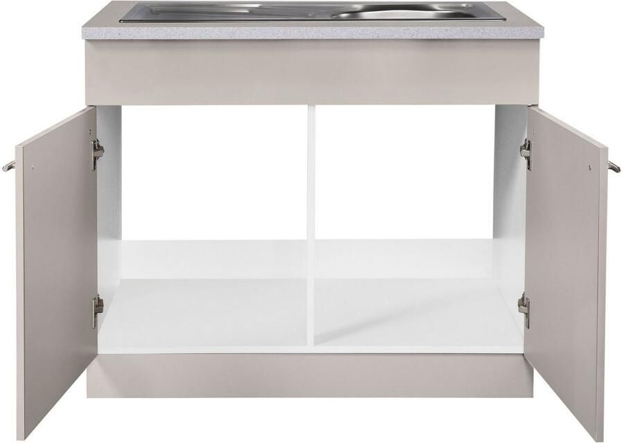 Wiho Küchen Gootsteenkast Chicago 100 cm breed inclusief inbouwspoelbak van edelstaal - Foto 2