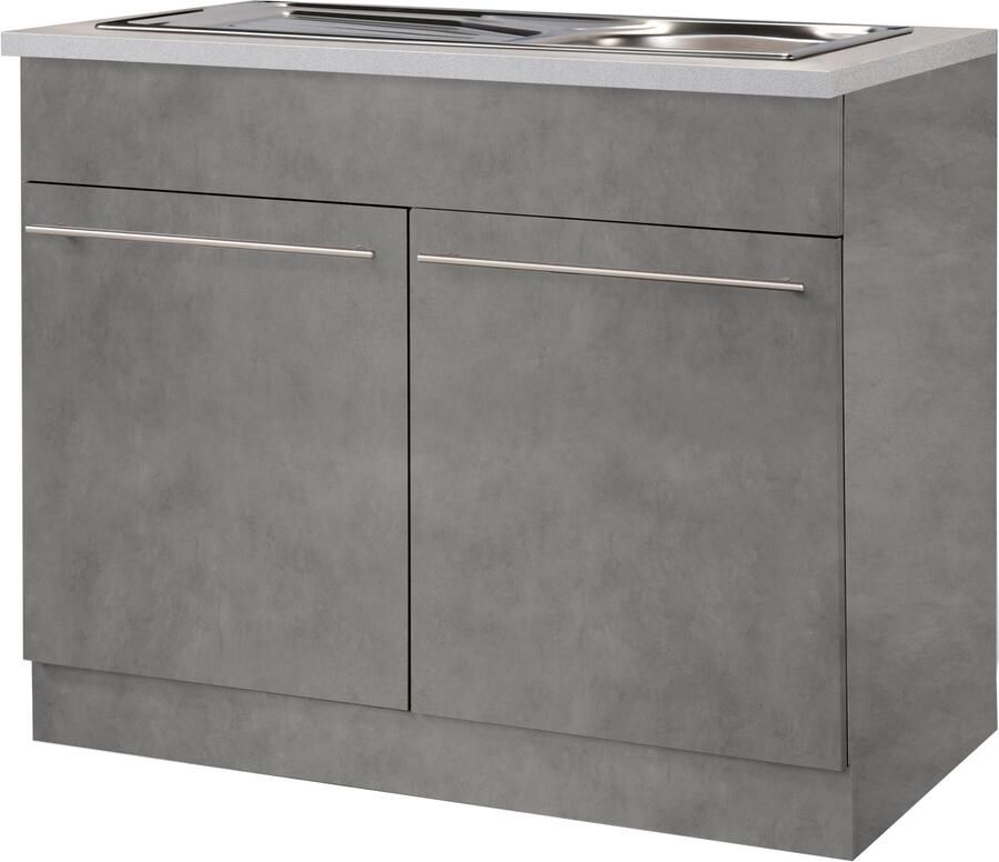 Wiho Küchen Gootsteenkast Chicago 100 cm breed inclusief inbouwspoelbak van edelstaal - Foto 5