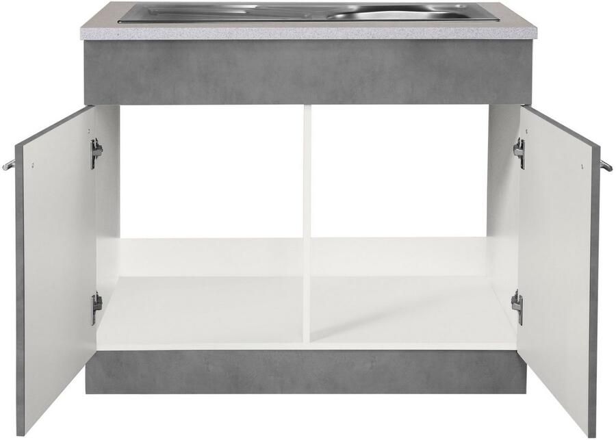 Wiho Küchen Gootsteenkast Chicago 100 cm breed inclusief inbouwspoelbak van edelstaal