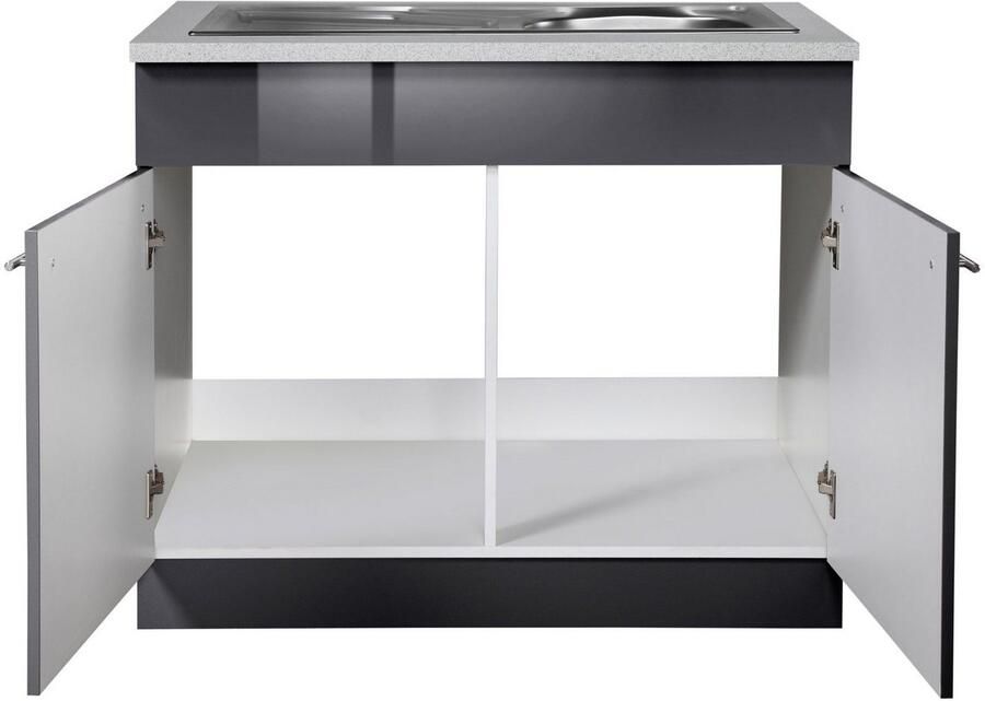 Wiho Küchen Gootsteenkast Chicago 100 cm breed inclusief inbouwspoelbak van edelstaal - Foto 2