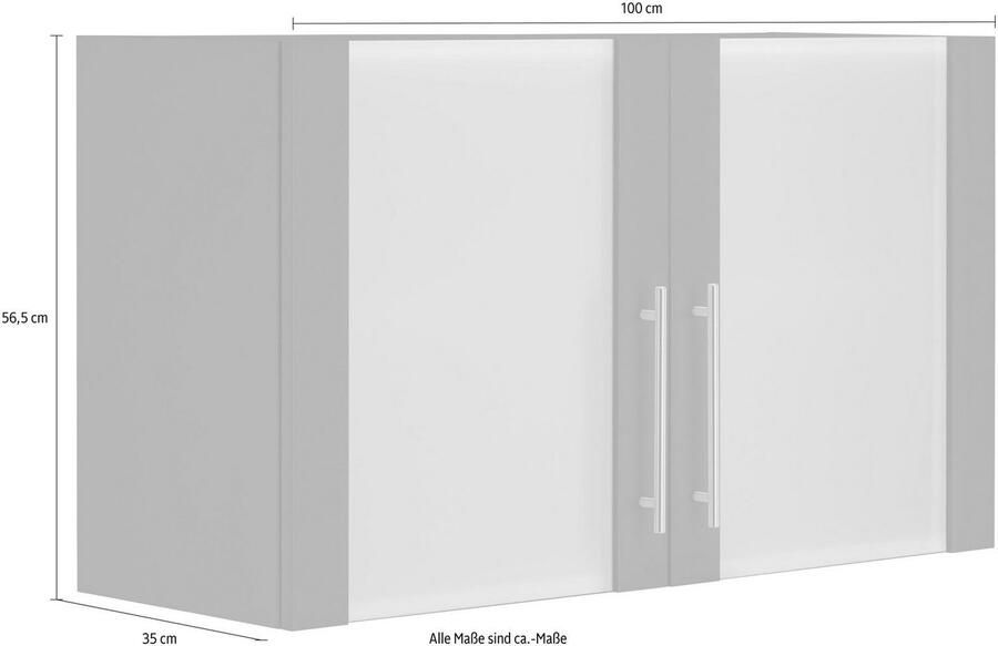 Wiho Küchen Hangend kastje met glasdeur Cali Front met glasinzet