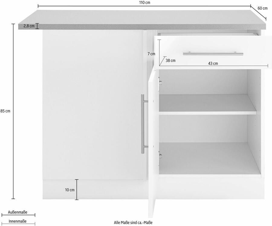Wiho Küchen Hoekonderkast Cali 110 cm breed