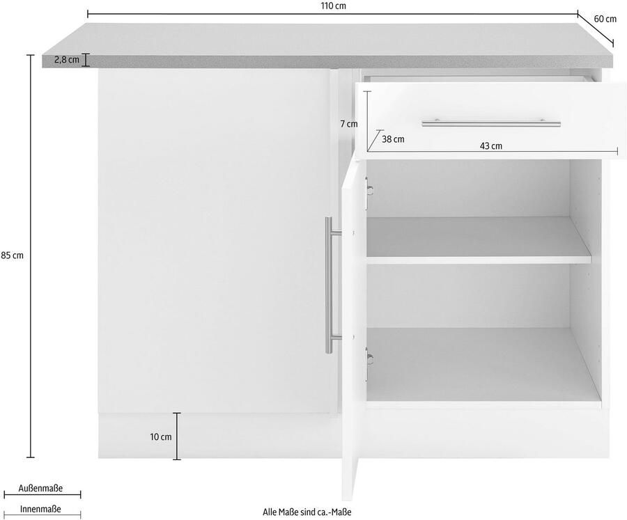 Wiho Küchen Hoekonderkast Cali 110 cm breed