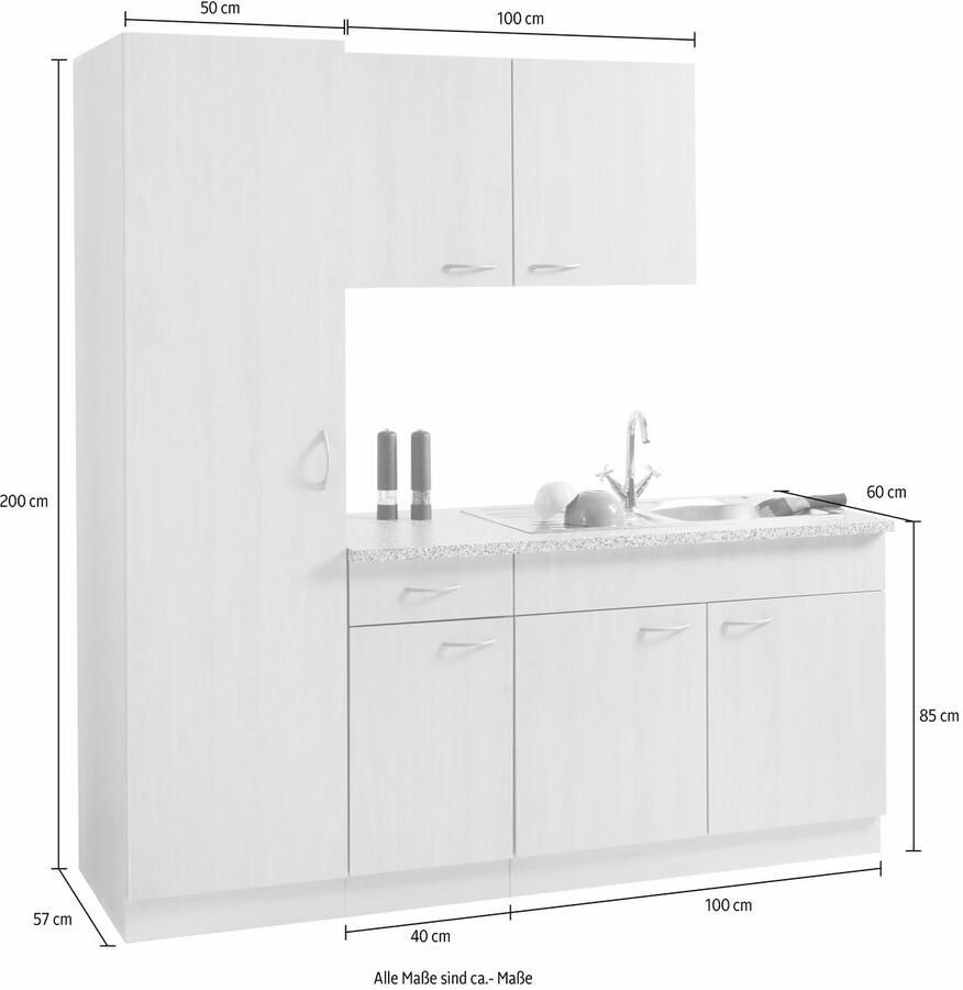 Wiho Küchen Keuken Kiel zonder elektrische apparaten breedte 190 cm diepte 60 cm