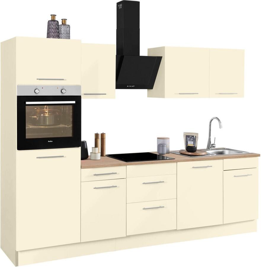 Wiho Küchen Keukenblok Ela Breedte 280 cm softclose functie in hoogte verstelbare poten