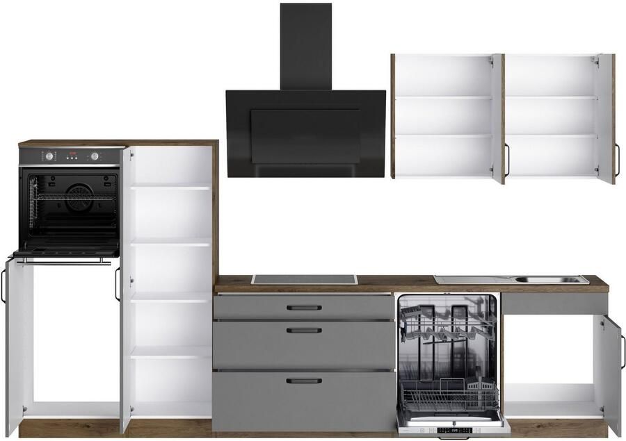 Wiho Küchen Keukenblok Elba keuze met hanseatic elektrische apparaten breedte 330 cm - Foto 5