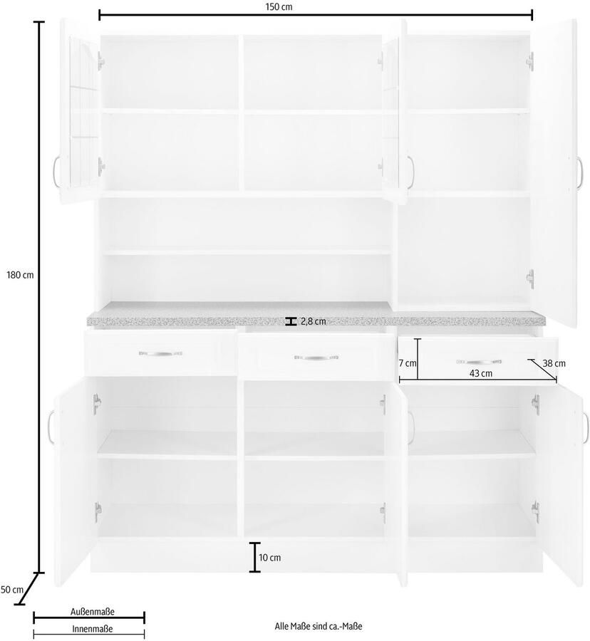 Wiho Küchen Keukenbuffet Linz 150 cm breed in landhuisstijl - Foto 3