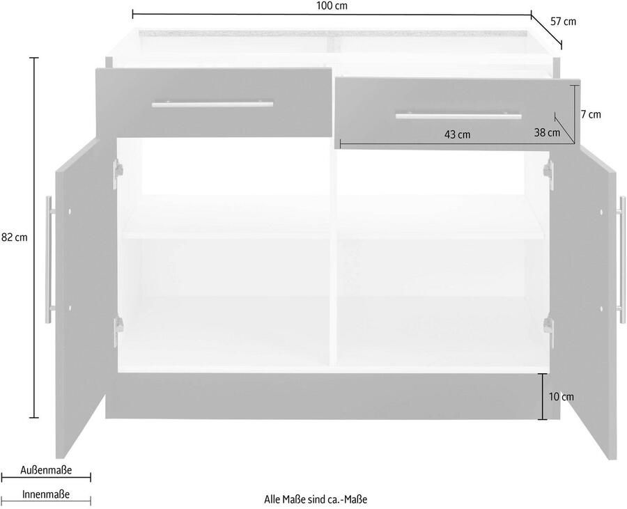 Wiho Küchen Onderkast Cali 100 cm breed zonder werkblad - Foto 3