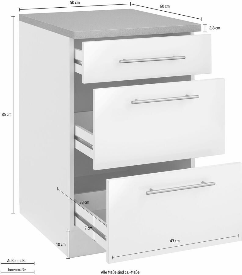 Wiho Küchen Onderkast Cali 50 cm breed met 2 grote laden - Foto 3
