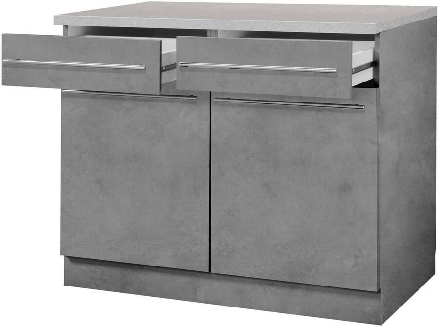 Wiho Küchen Onderkast Chicago 100 cm breed 2 laden en 2 deuren voor veel bergruimte