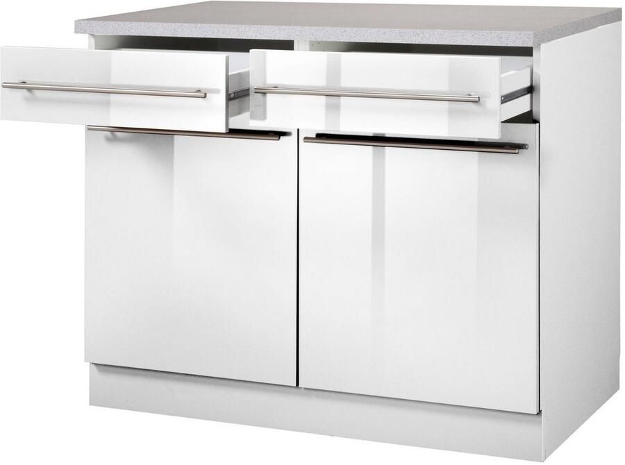 Wiho Küchen Onderkast Chicago 100 cm breed 2 laden en 2 deuren voor veel bergruimte