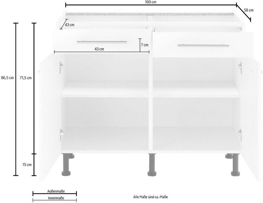 Wiho Küchen Onderkast Ela Breedte 100 cm in hoogte verstelbare poten - Foto 3