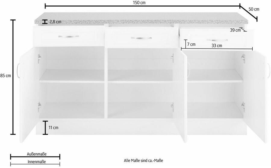 Wiho Küchen Onderkast Linz 150 cm breed in landhuisstijl - Foto 2