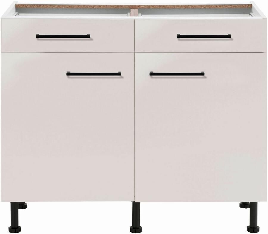 Wiho Küchen Onderkast Nisos 100 cm breed soft-close in lades verstelbare voeten zonder blad