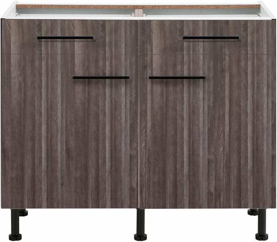 Wiho Küchen Onderkast Nisos 100 cm breed soft-close in lades verstelbare voeten zonder blad