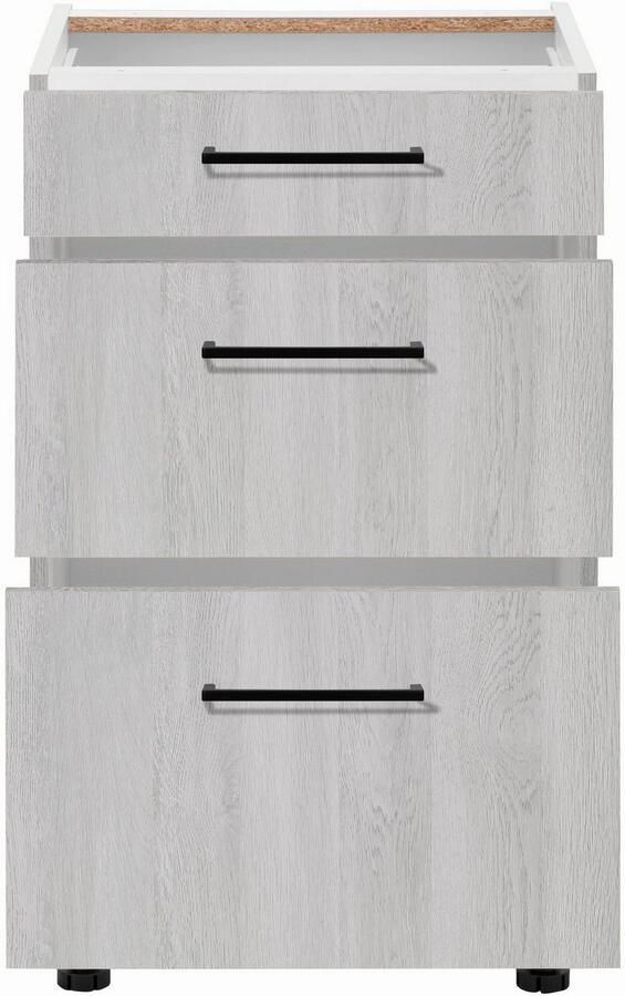 Wiho Küchen Onderkast Nisos 50 cm breed soft-close in lades verstelbare voeten zonder blad