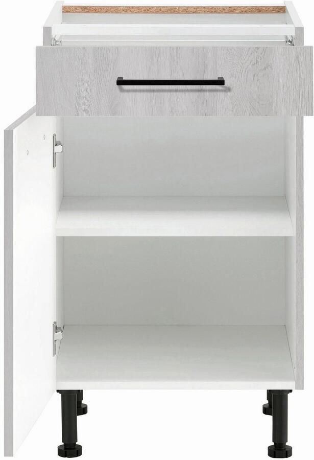 Wiho Küchen Onderkast Nisos 50 cm breed soft-close in lades verstelbare voeten zonder blad