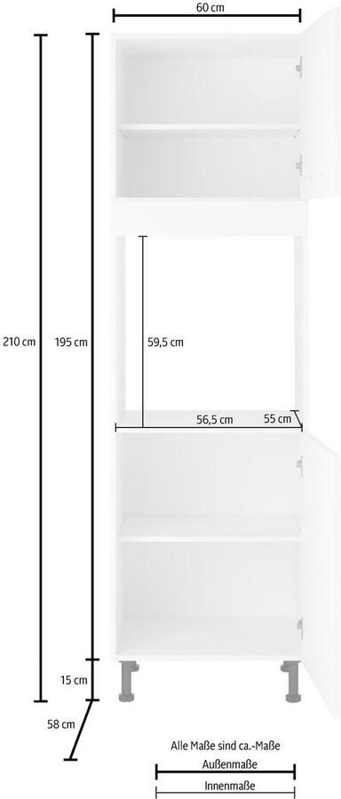 Wiho Küchen Ovenombouwkast Ela 60 cm breed in hoogte verstelbare poten - Foto 6