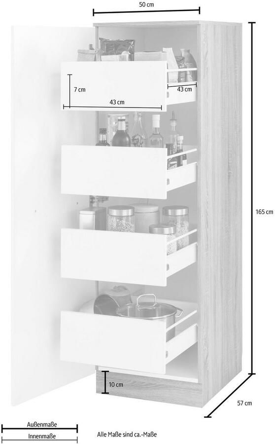 Wiho Küchen Provisiekast Flexi2 Breedte 50 cm met 4 uittrekken - Foto 2