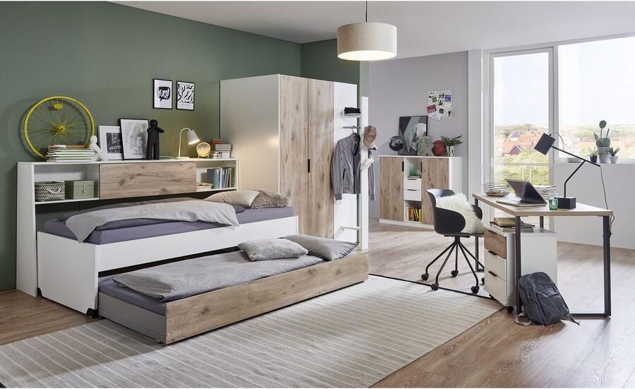 Wimex Kast met laden en deuren Norderney commode sideboard 2-deurs 2 lades B D H 122 40 105 cm met metalen handgrepen en metalen rails - Foto 3