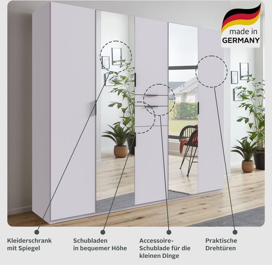 Wimex Draaideurkast Moldau kledingkast met spiegel slaapkamerkast bestseller Kies je interieur kant-en-klaar geconfigureerd in de kast - Foto 6
