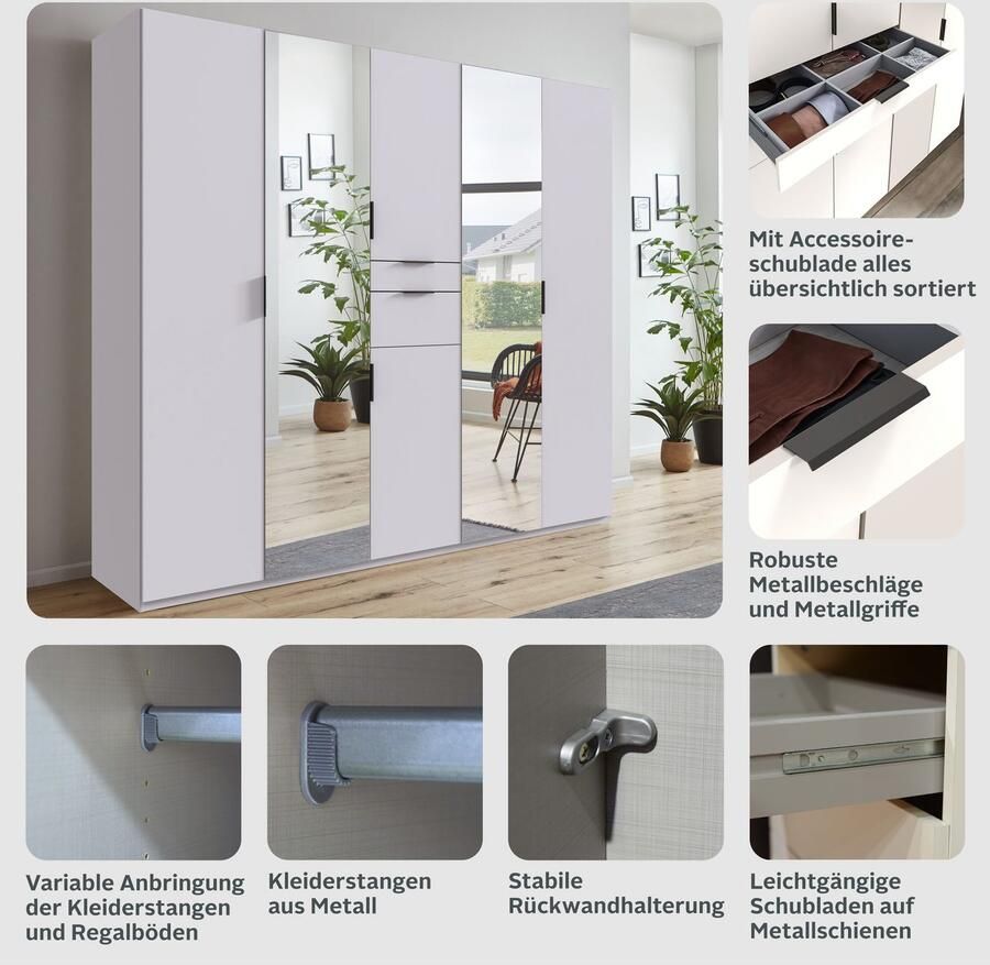 Wimex Draaideurkast Moldau kledingkast met spiegel slaapkamerkast bestseller Kies je interieur kant-en-klaar geconfigureerd in de kast - Foto 7