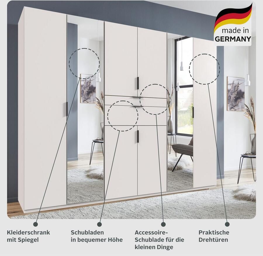 Wimex Draaideurkast Moldau kledingkast met spiegel slaapkamerkast bestseller Kies je interieur kant-en-klaar geconfigureerd in de kast - Foto 6