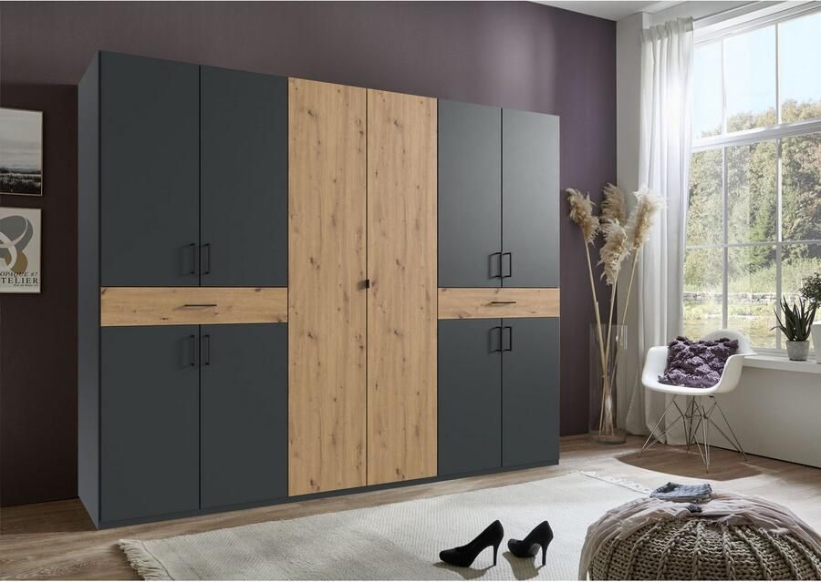 Wimex Draaideurkast Tibet kledingkast met veel opbergruimte grote kleurkeuze met elk 2 lades op een comfortabele toegangshoogte in 3 breedtes - Foto 9