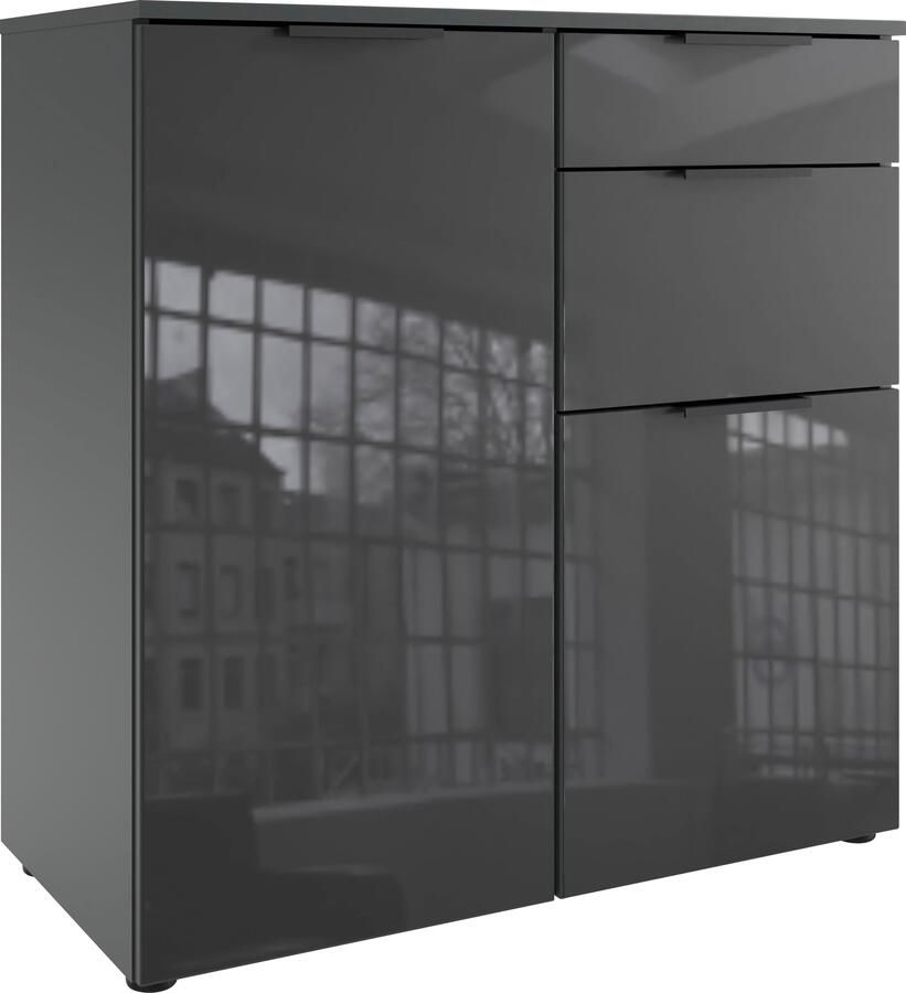 Wimex Kast met laden en deuren Level36 black C by fresh to go met glaselementen voor soft-closefunctie 81 cm breed - Foto 5