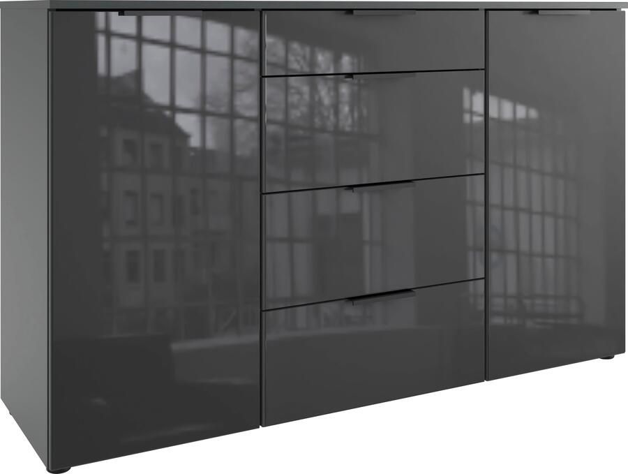 Wimex Kast met laden en deuren Level36 black C by fresh to go met glaselementen voor soft-closefunctie 135 cm breed - Foto 5