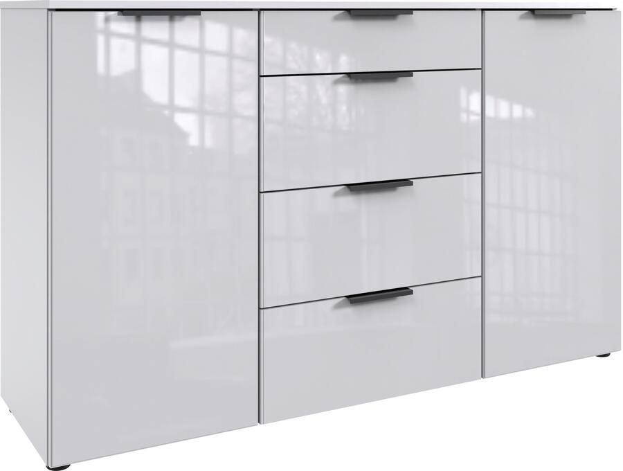 Wimex Kast met laden en deuren Level36 black C by fresh to go met glaselementen voor soft-closefunctie 135 cm breed - Foto 5