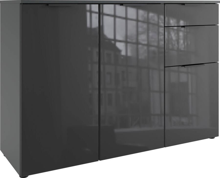 Wimex Kast met laden en deuren Level36 black C by fresh to go met glaselementen voor soft-closefunctie 122 cm breed - Foto 5