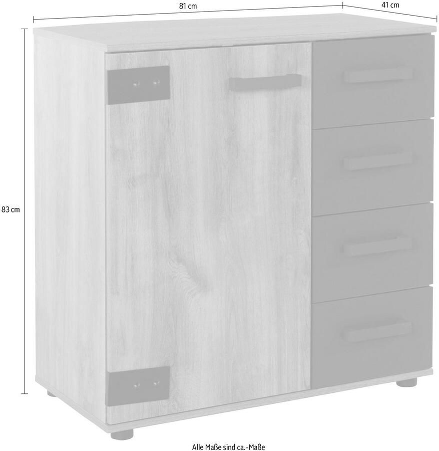 Wimex Kast met laden en deuren Malmoe kast met 1 deur en 4 lades Made in Germany