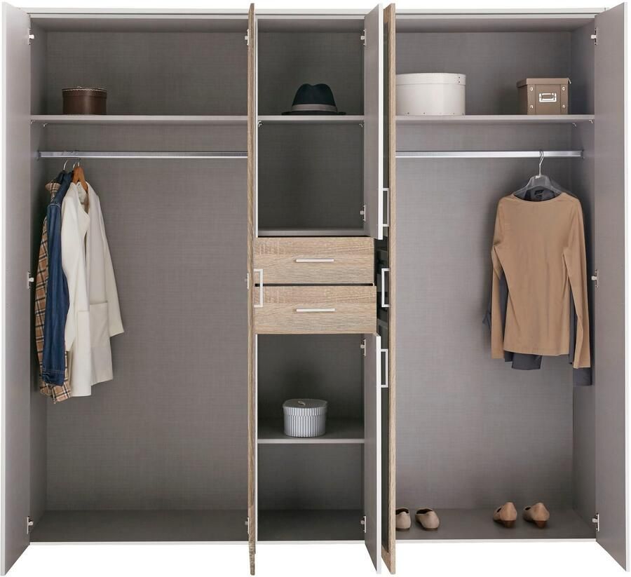 Wimex Kledingkast Diver draaideurkast met spiegel 180 225 of 270cm breed Bestseller slaapkamerkast optioneel met 3 binneninrichtingen - Foto 8
