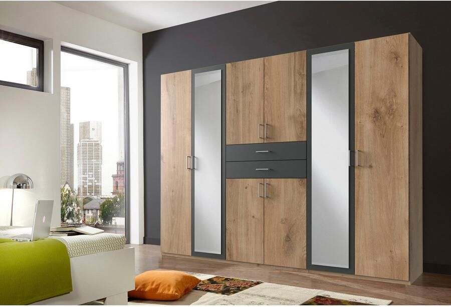 Wimex Kledingkast Diver draaideurkast met spiegel 180 225 of 270cm breed Bestseller slaapkamerkast optioneel met 3 binneninrichtingen - Foto 8