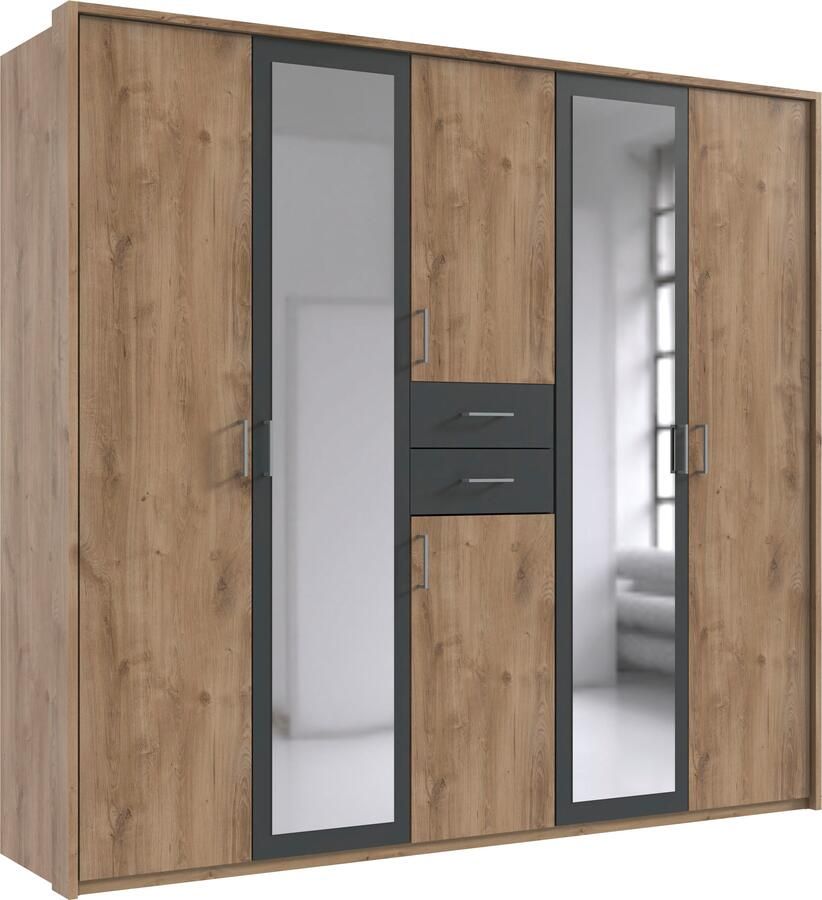 Wimex Kledingkast Diver draaideurkast met spiegel 180 225 of 270cm breed Bestseller slaapkamerkast optioneel met 3 binneninrichtingen - Foto 15