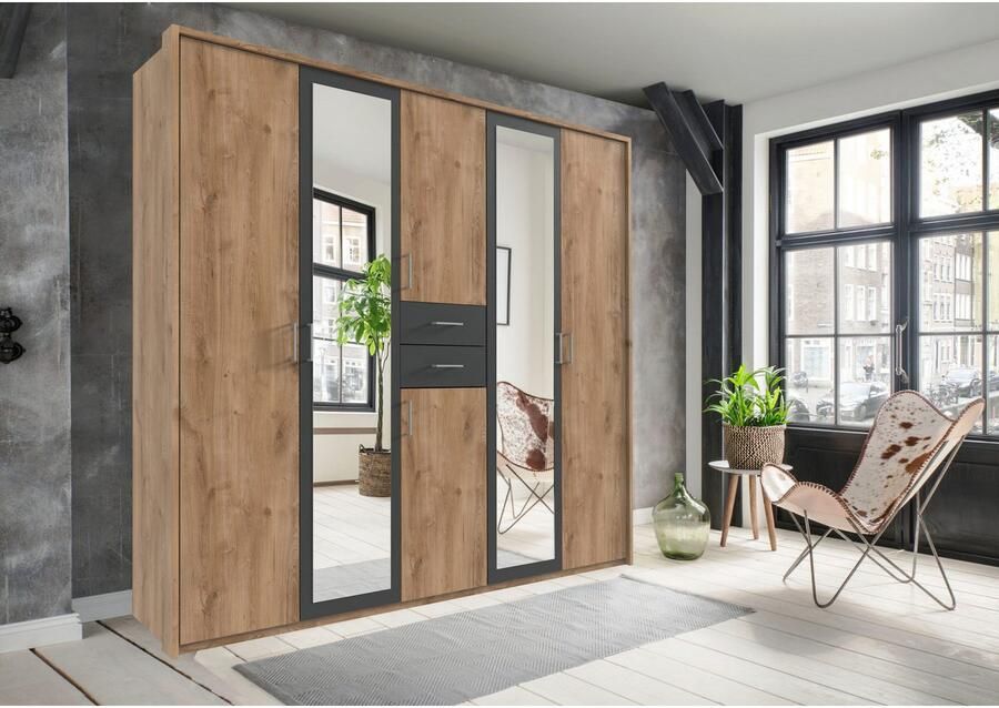 Wimex Kledingkast Diver draaideurkast met spiegel 180 225 of 270cm breed Bestseller slaapkamerkast optioneel met 3 binneninrichtingen - Foto 8