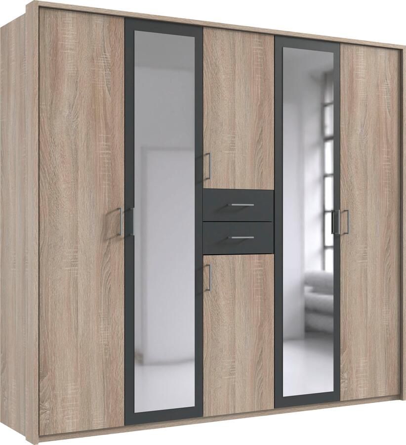 Wimex Kledingkast Diver draaideurkast met spiegel 180 225 of 270cm breed Bestseller slaapkamerkast optioneel met 3 binneninrichtingen - Foto 15