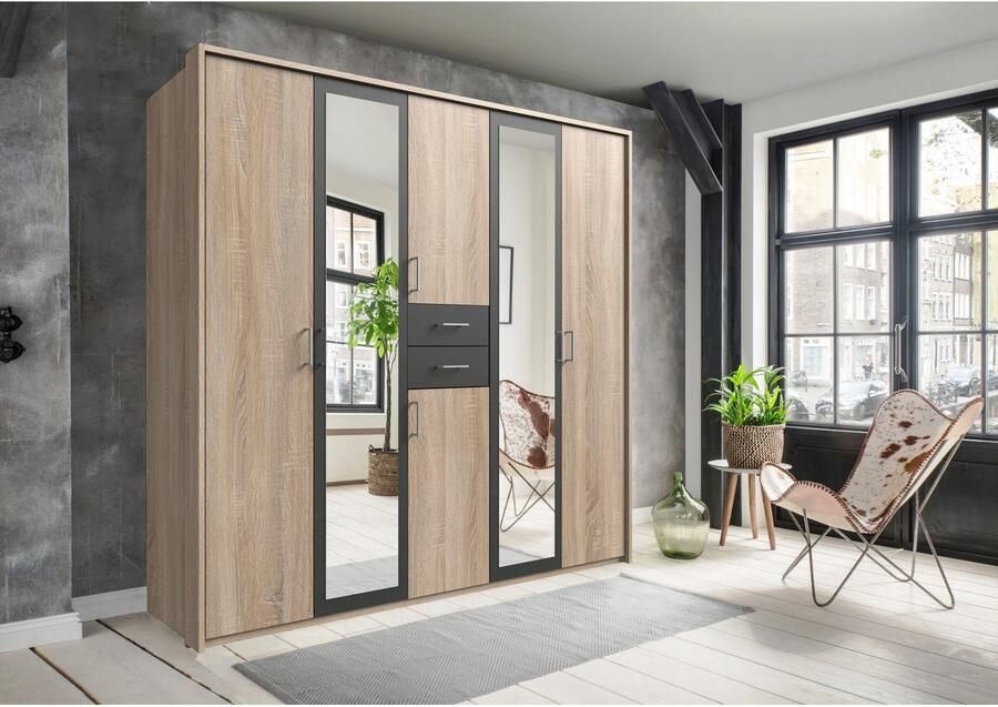 Wimex Kledingkast Diver draaideurkast met spiegel 180 225 of 270cm breed Bestseller slaapkamerkast optioneel met 3 binneninrichtingen - Foto 8