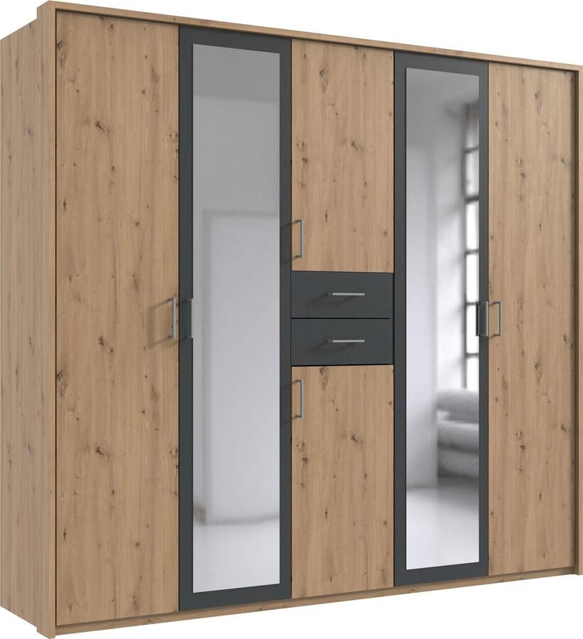 Wimex Kledingkast Diver draaideurkast met spiegel 180 225 of 270cm breed Bestseller slaapkamerkast optioneel met 3 binneninrichtingen - Foto 15