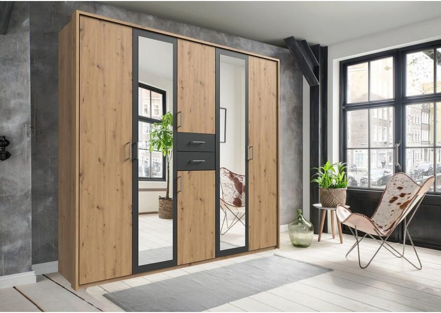 Wimex Kledingkast Diver draaideurkast met spiegel 180 225 of 270cm breed Bestseller slaapkamerkast optioneel met 3 binneninrichtingen - Foto 8