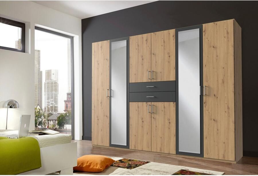 Wimex Kledingkast Diver draaideurkast met spiegel 180 225 of 270cm breed Bestseller slaapkamerkast optioneel met 3 binneninrichtingen - Foto 8