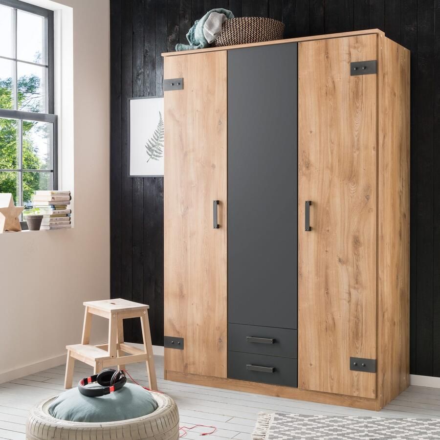 Wimex Kledingkast Kurk met of zonder spiegel rustieke look in industrieel ontwerp