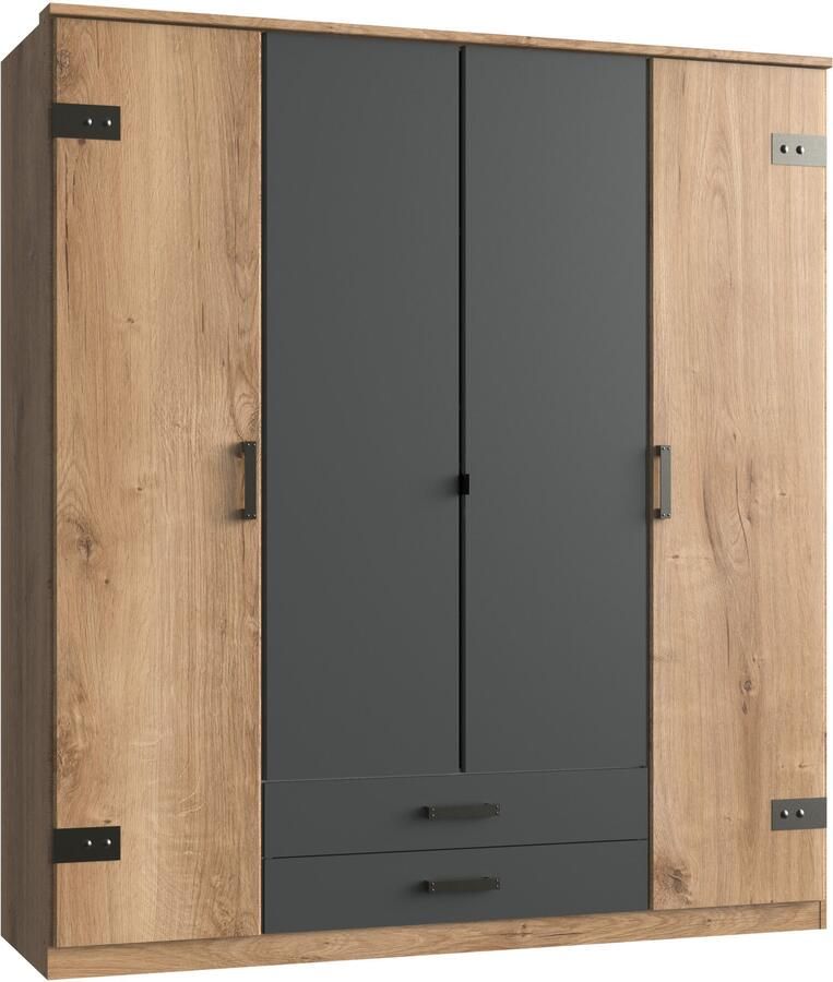 Wimex Kledingkast Kurk met of zonder spiegel rustieke look in industrieel ontwerp - Foto 9