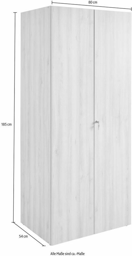 Wimex multiroom concept kledingkast incl. slot 2 deuren wit houtmateriaal 54x80x185 cm - Foto 3